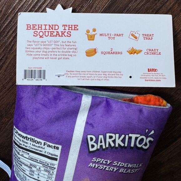 Bark Box Spicy Sidewalk Barkitos L Plush Dog Toy Set Crinkle Squeaker Doritos - Picture 4 of 5